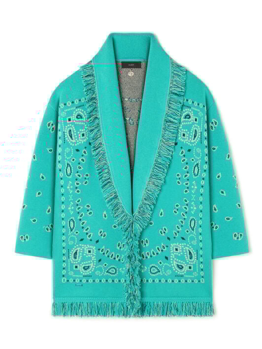 Alanui Bandana Jacquard Cardigan Reef-Deep Blue LWHB064R26KNI002