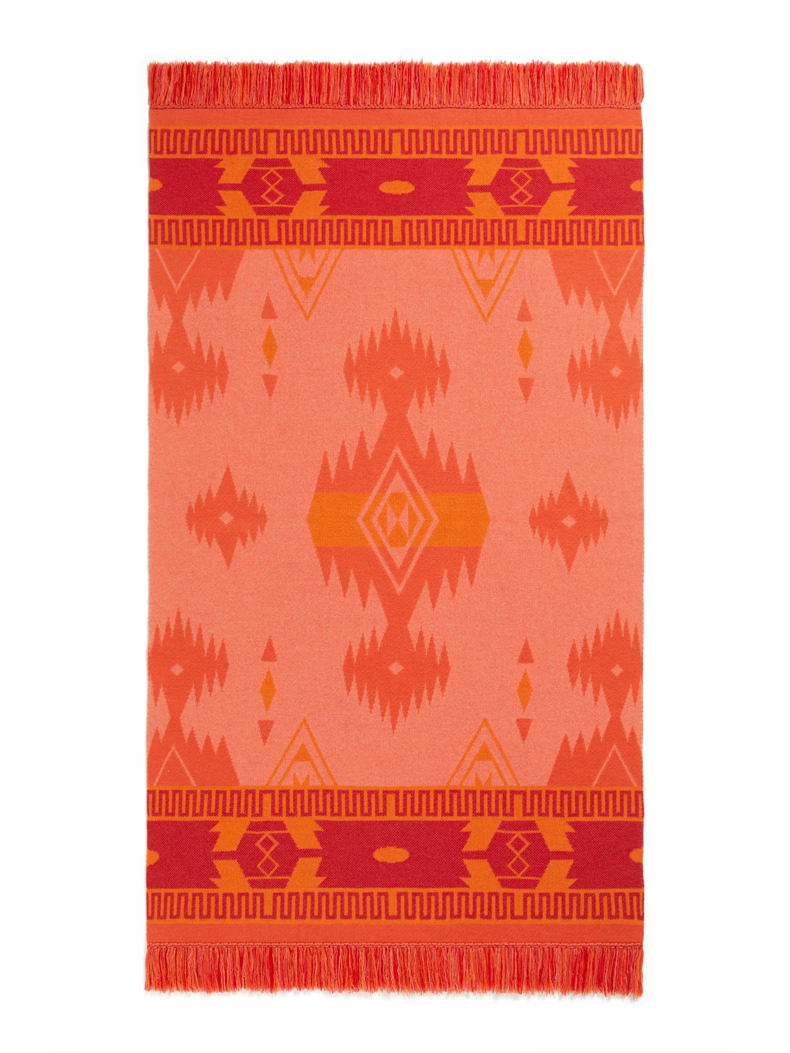 Alanui Icon Jacquard Blanket Papaya-Sunset Orange LWRO002R24KNI001