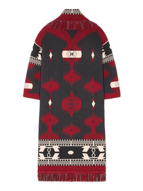 Alanui Icon Jacquard Coat Ruby-Charcoal