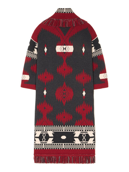 Alanui Icon Jacquard Coat Ruby-Charcoal LWHQ003E25KNI001