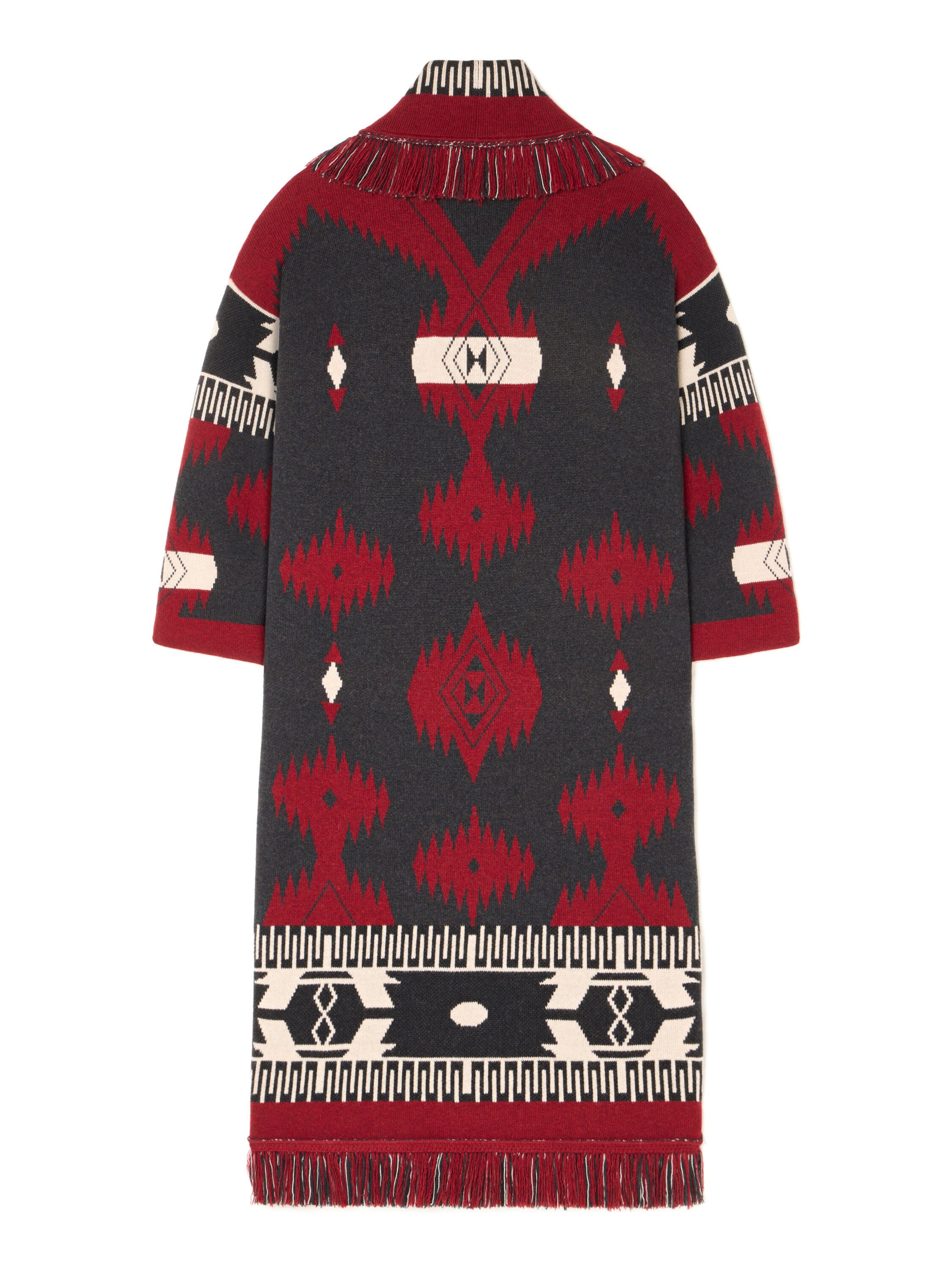Alanui Icon Jacquard Coat Ruby-Charcoal LWHQ003E25KNI001