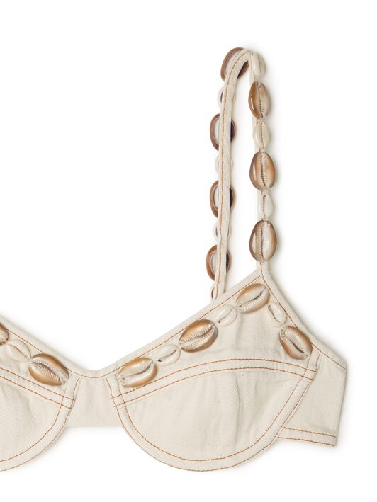 Alanui Ocean Dream Denim Bra White Raw Denim LWYP001R25DEN001