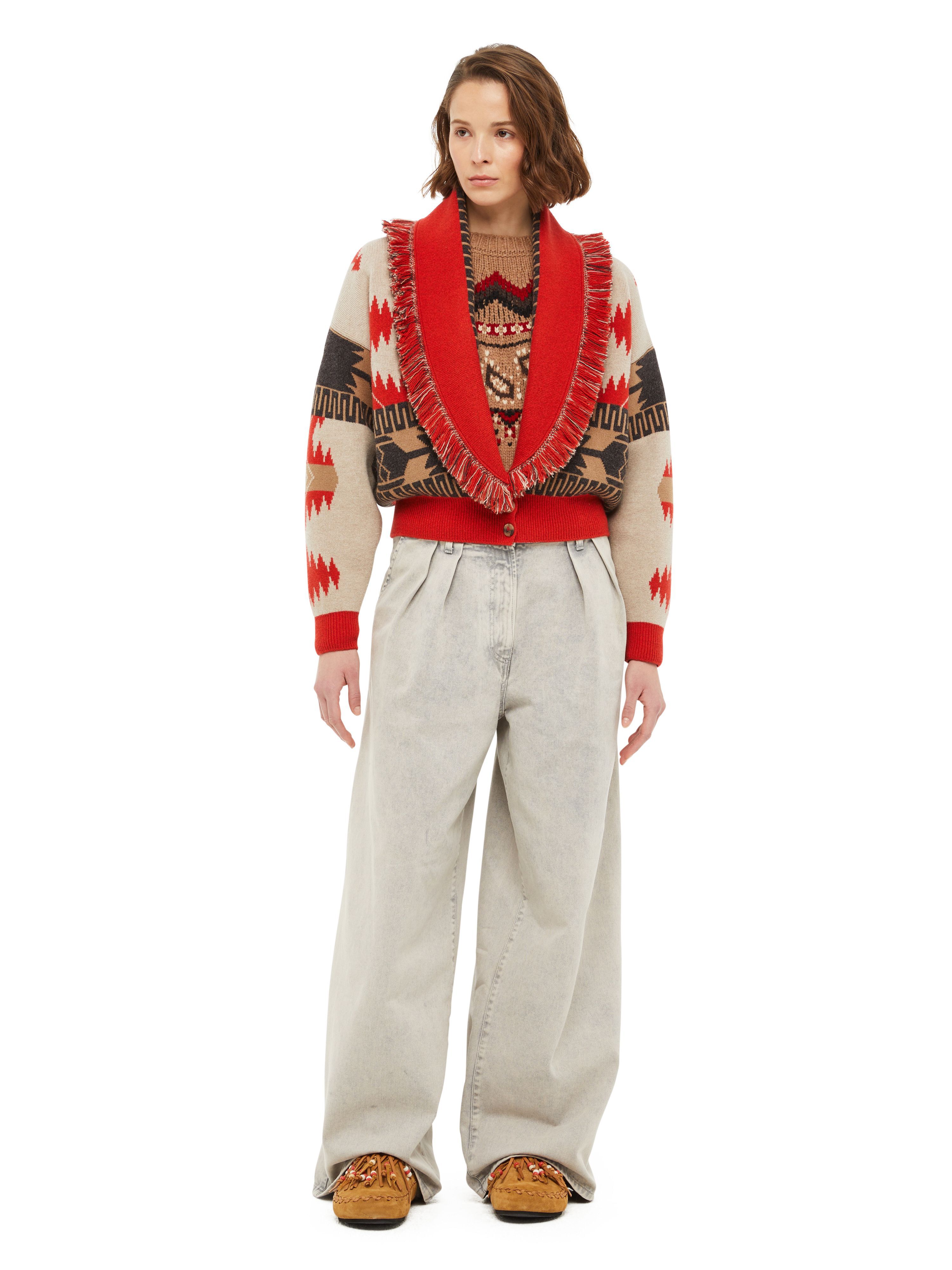 Alanui Icon Jacquard Cardi-Bomber Sand Fire LWHB026F23KNI002