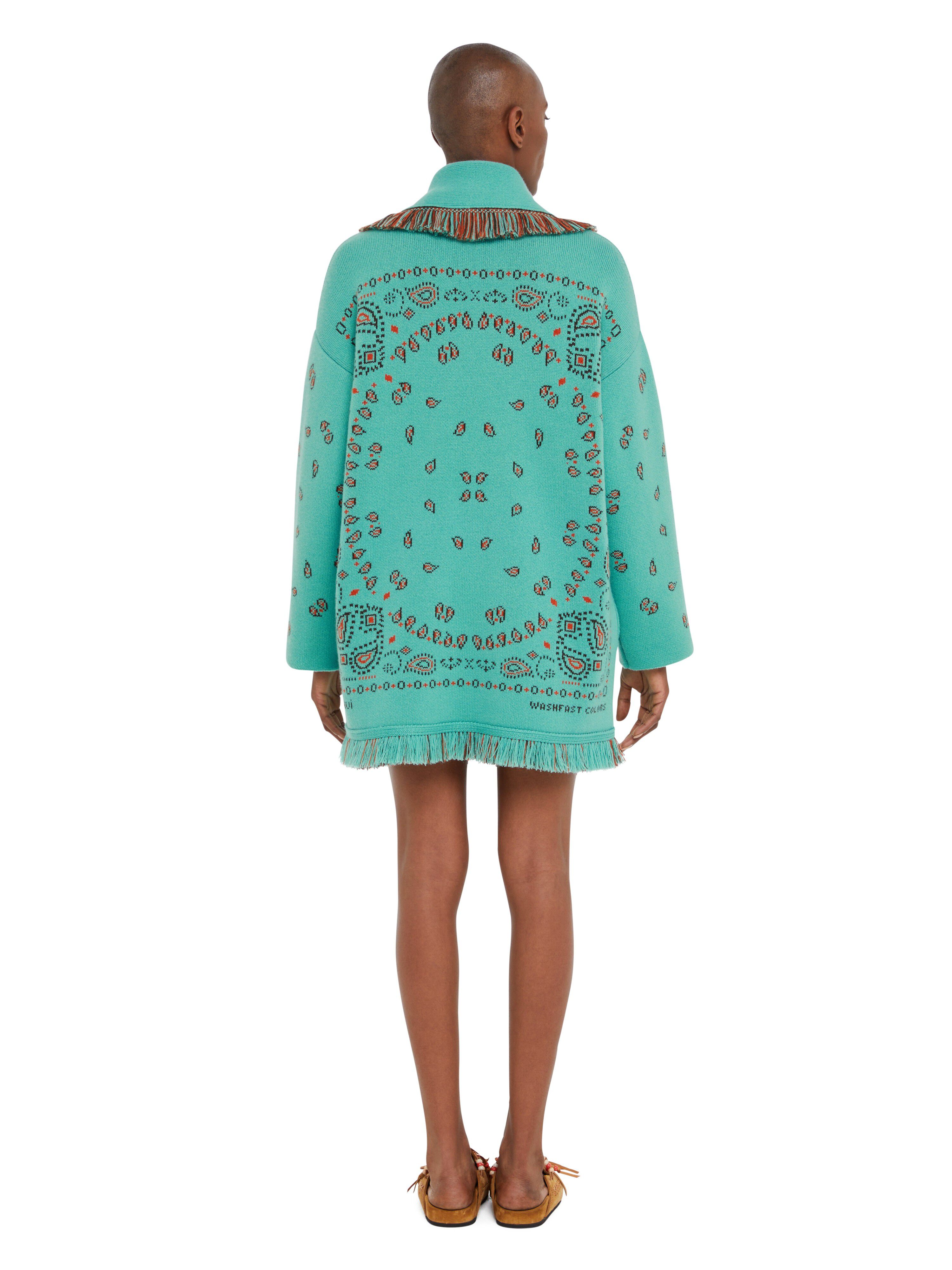 Alanui Bandana Jacquard Cardigan Turquoise-Furnace LWHB064R25KNI001