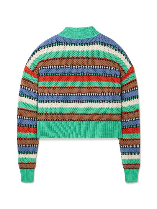 Alanui Sunny Stripes Cardicrop Turquoise-Multicolor LWHB055R25KNI003