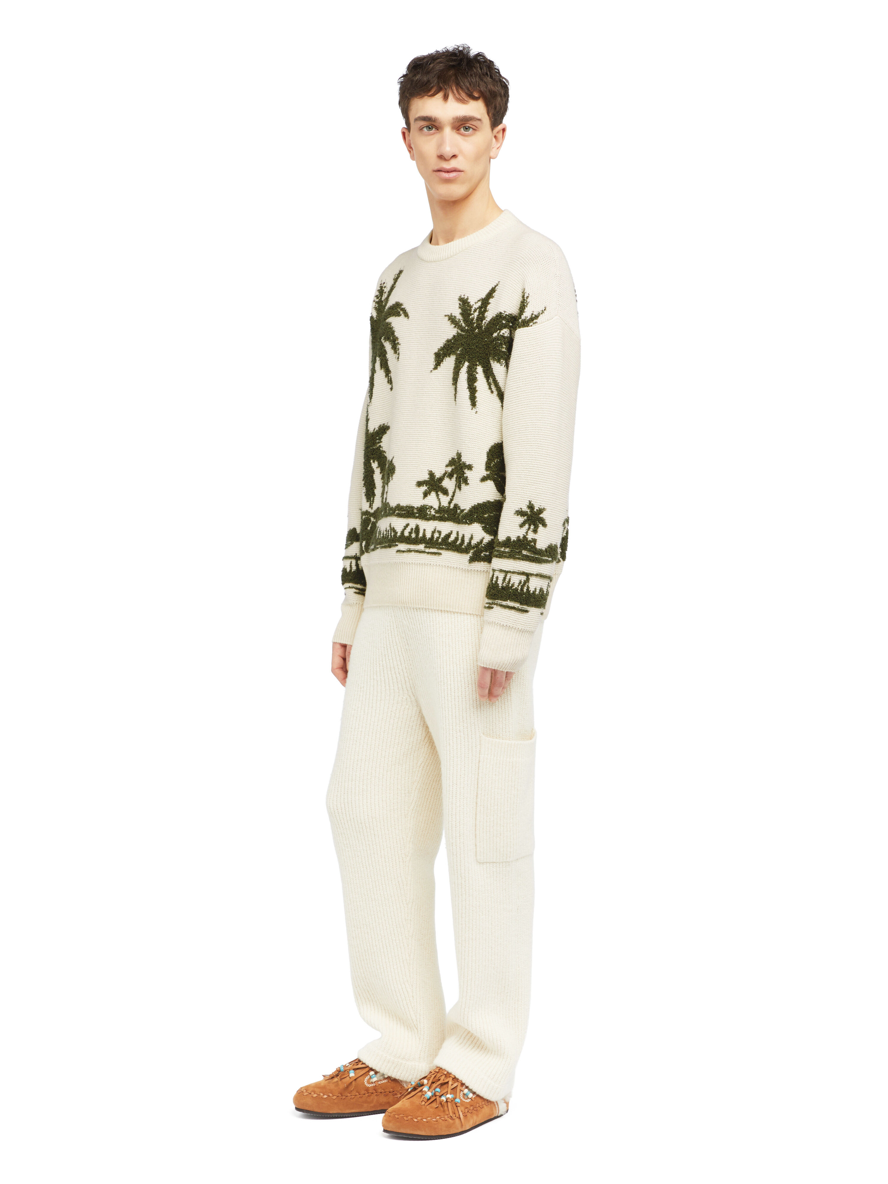 Alanui Palm Grove Tales Sweater Ivory-Olive LMHE033E25KNI002