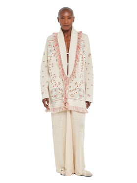 Alanui Bandana Jacquard Cardigan Chalk-Coral