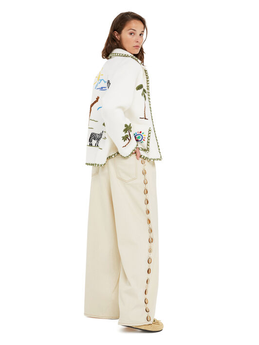 Alanui Ocean Dream Denim Pants White Raw Denim LWYB003R25DEN002