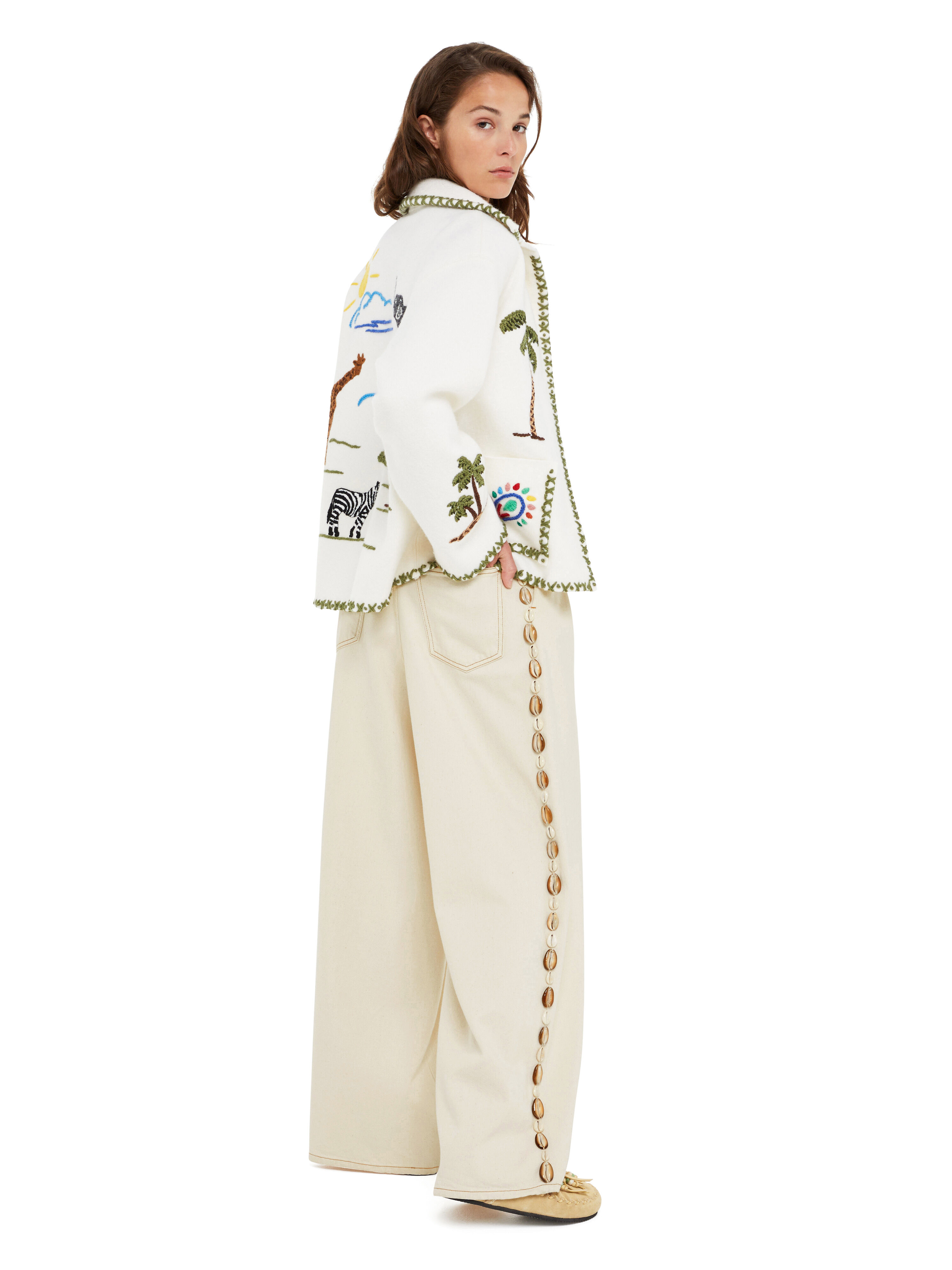 Alanui Ocean Dream Denim Pants White Raw Denim LWYB003R25DEN002