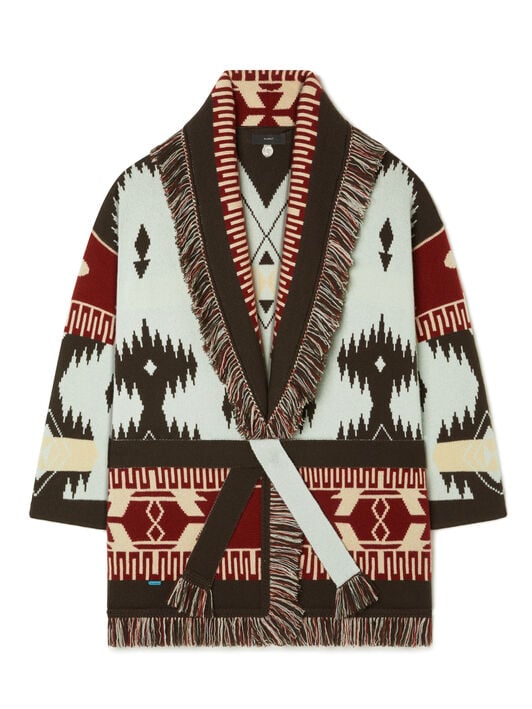 Alanui Icon Jacquard Cardigan Wave-Sandal Wood LWHB064R26KNI027
