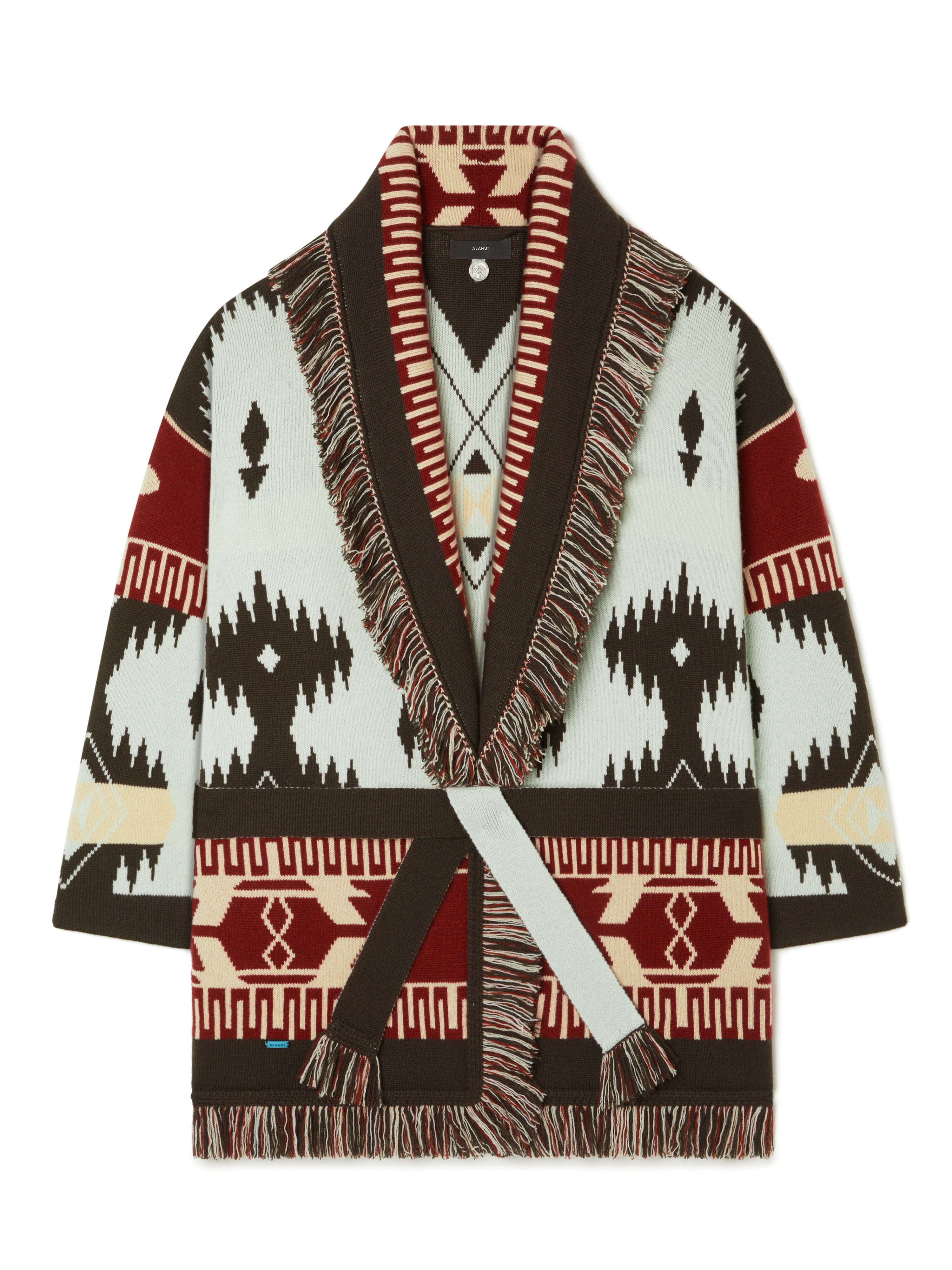 Alanui Icon Jacquard Cardigan Wave-Sandal Wood LWHB064R26KNI027