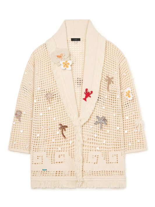 Alanui Where The Waves Begins Cardigan Sand LWHB064R26KNI013 Alanui Where The Waves Begins Cardigan Sand LWHB064R26KNI013