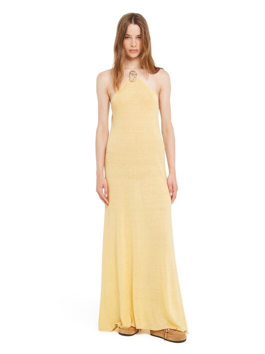 Alanui Mermaid Inside Halter Neck Dress Sunlight LWHI062R26KNI001