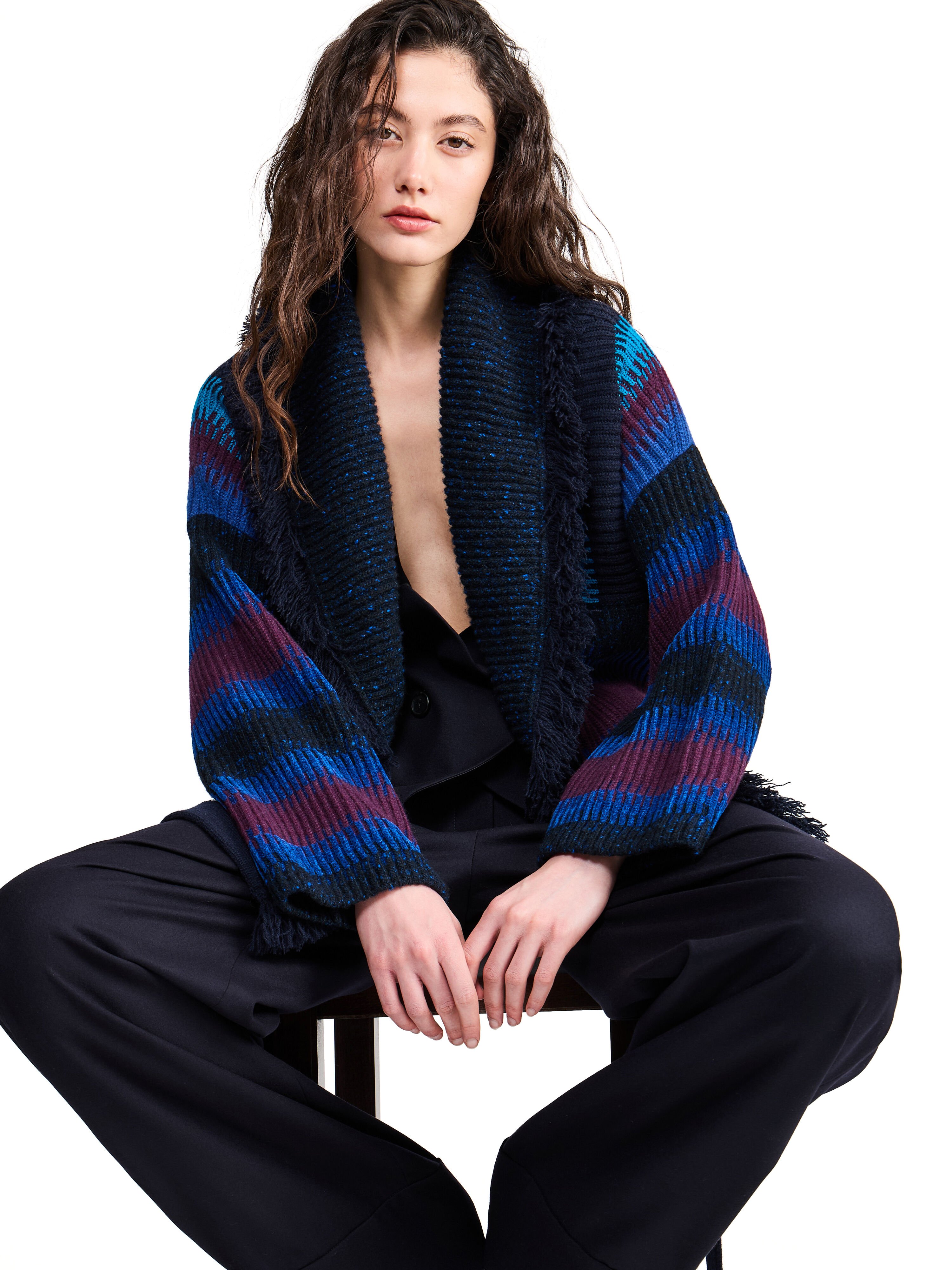 Alanui Giorgio Armani for Alanui Cardigan Blue-Purple Alanui Giorgio Armani for Alanui Cardigan Blue-Purple