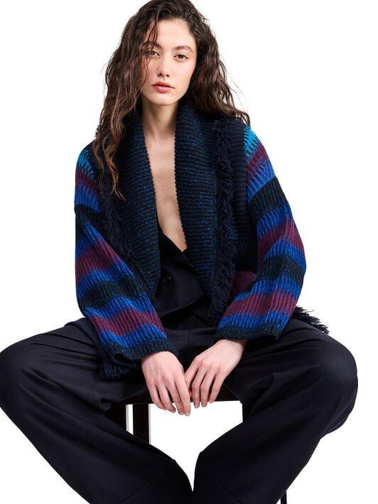 Alanui Giorgio Armani for Alanui Cardigan Blue-Purple Alanui Giorgio Armani for Alanui Cardigan Blue-Purple