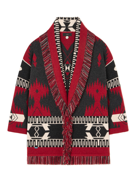 Alanui Icon Jacquard Cardigan Ruby-Charcoal LWHB064E25KNI002