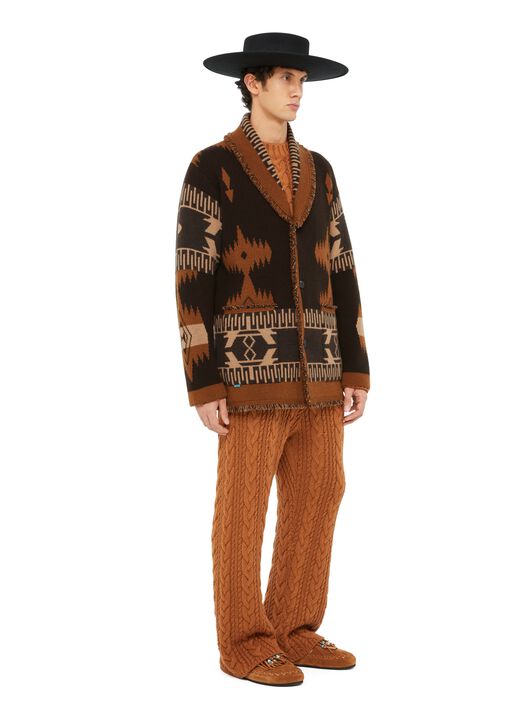 Alanui Icon Jacquard Cardigan Coffee-Dakar LMHB038E24KNI001