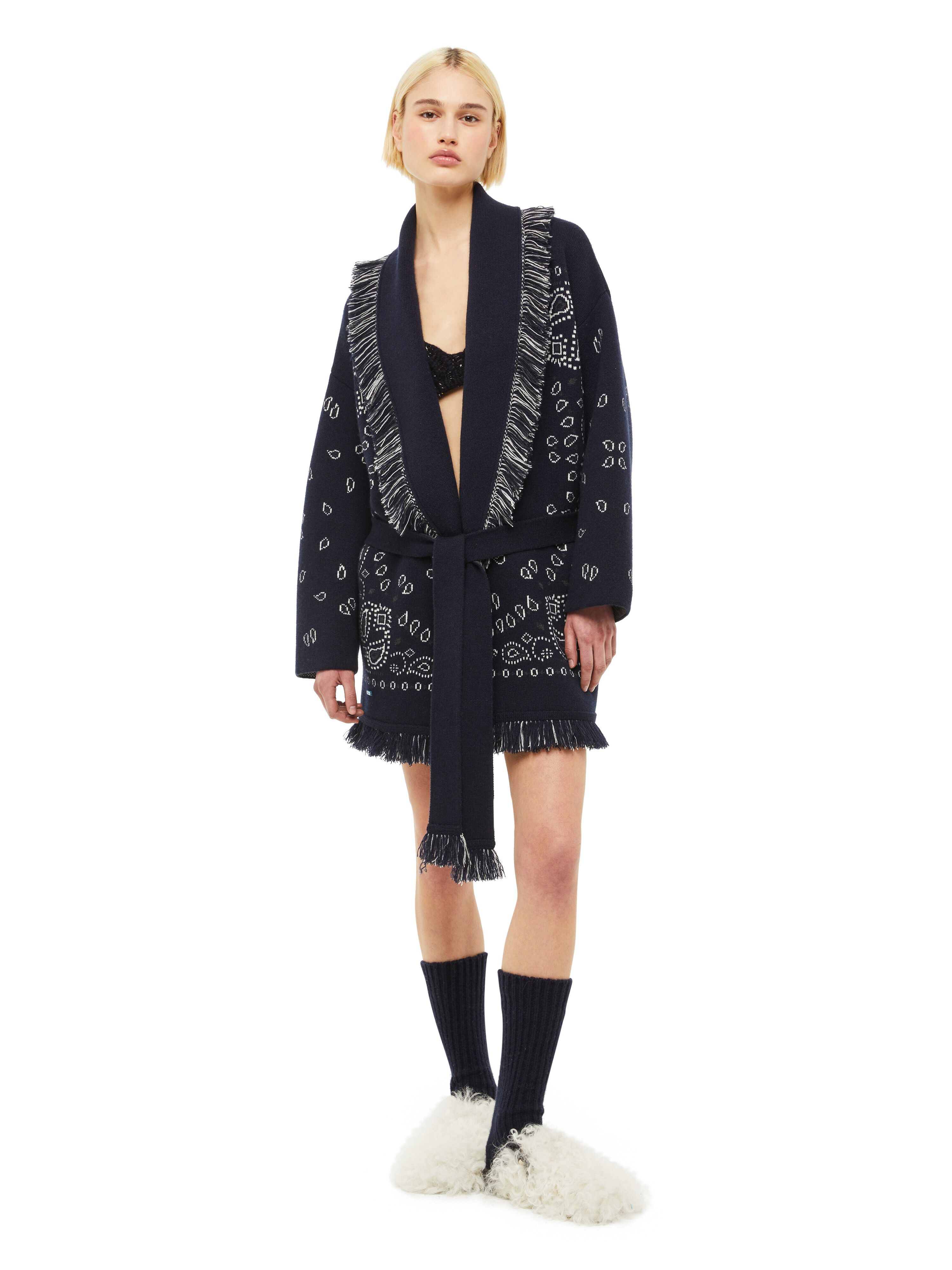 Alanui Bandana Jacquard Cardigan Midnight Blu LWHB064F23KNI002