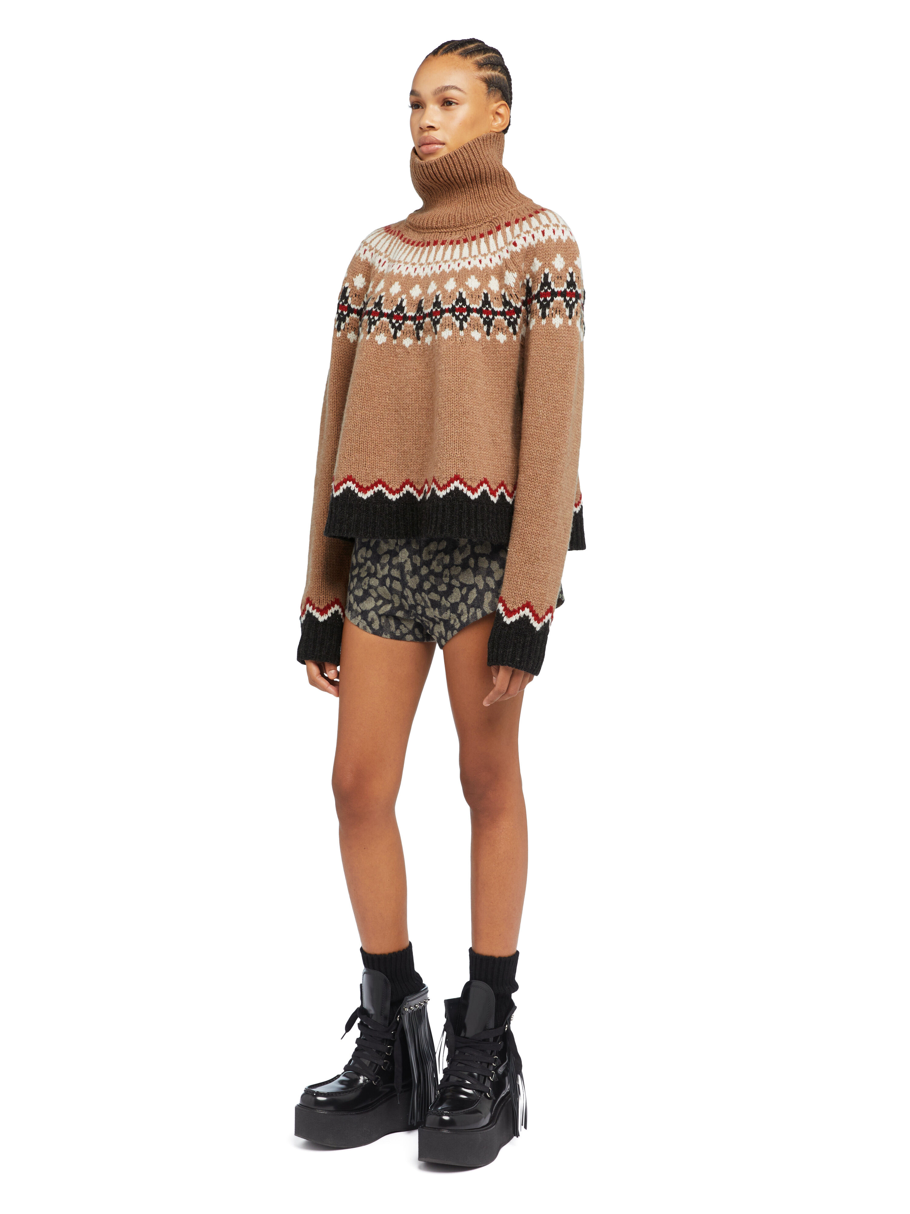 Alanui Sweet Winter Turtleneck Camel-Multicolor LWHF001E25KNI001