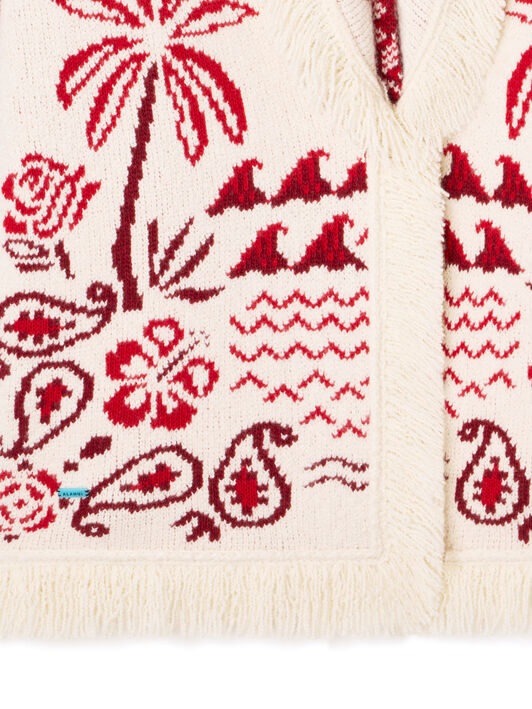 Alanui Glimpse Of Eden Cardigan Chalk-Ruby LWHB064E25KNI00C