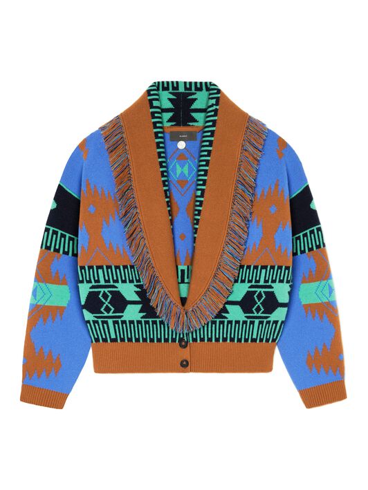 Alanui Icon Jacquard Cardi-Bomber Linseed-Cognac LWHB026R25KNI001