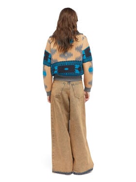 Alanui Icon Jacquard Cardi-Bomber Camel-Iron