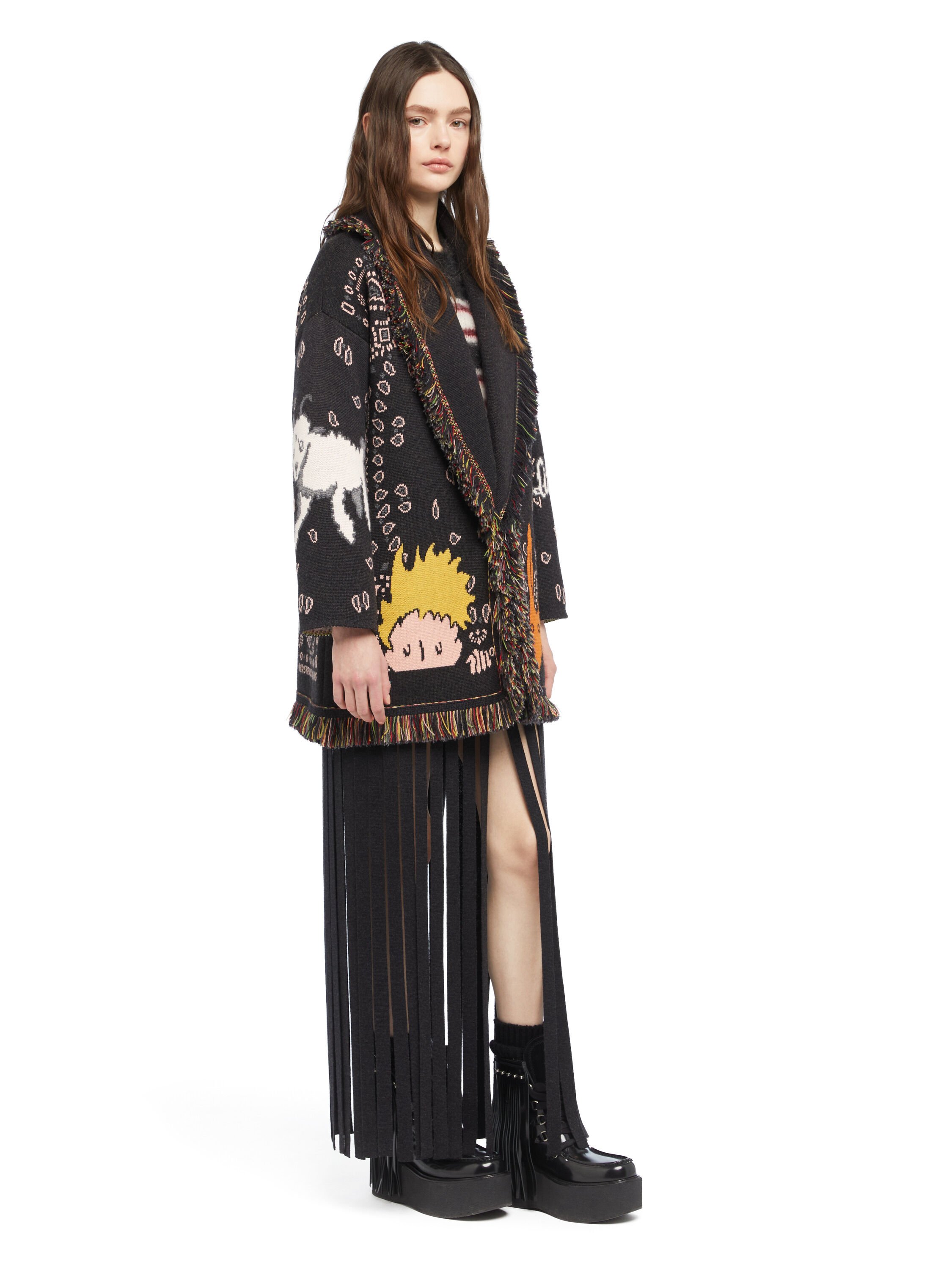 Alanui Collab The Little Prince Cardigan Charcoal LWHB064E25KNI00G