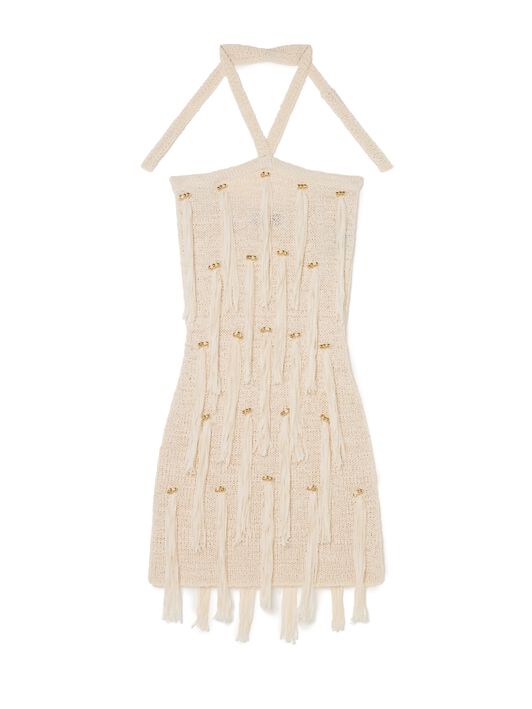 Alanui Cape Jasmine Dress Chalk LWHI05ER25KNI001