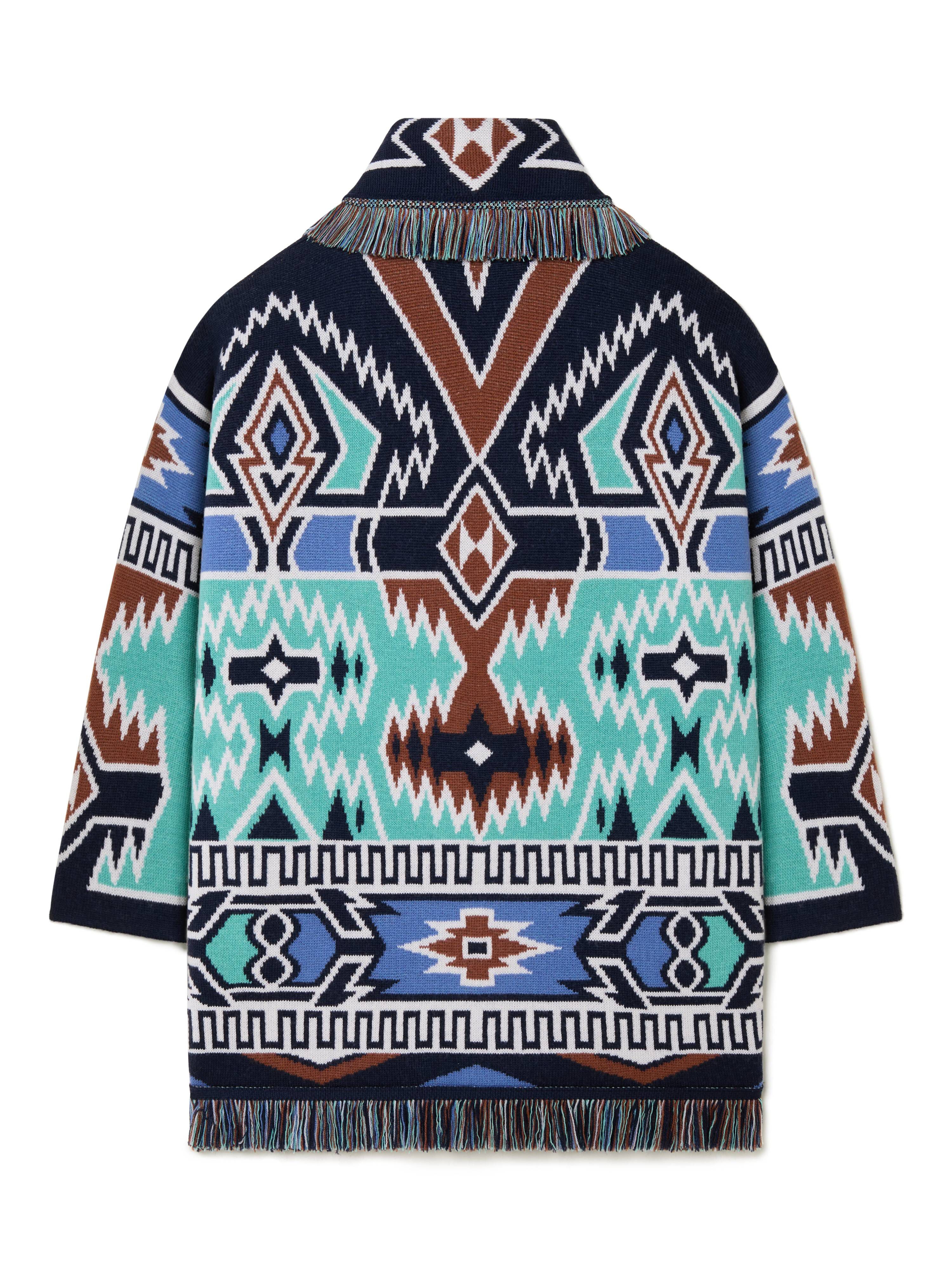 Alanui Geometric Roots Cardigan Turquoise-Deep Blue LWHB064R25KNI00G