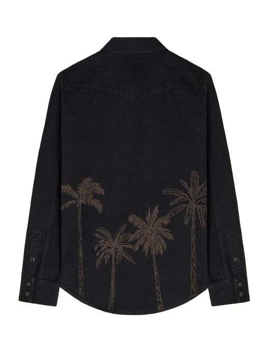 Alanui Jungle Toile De Jouy Denim Shirt Black-Almond LMYD007R25DEN004
