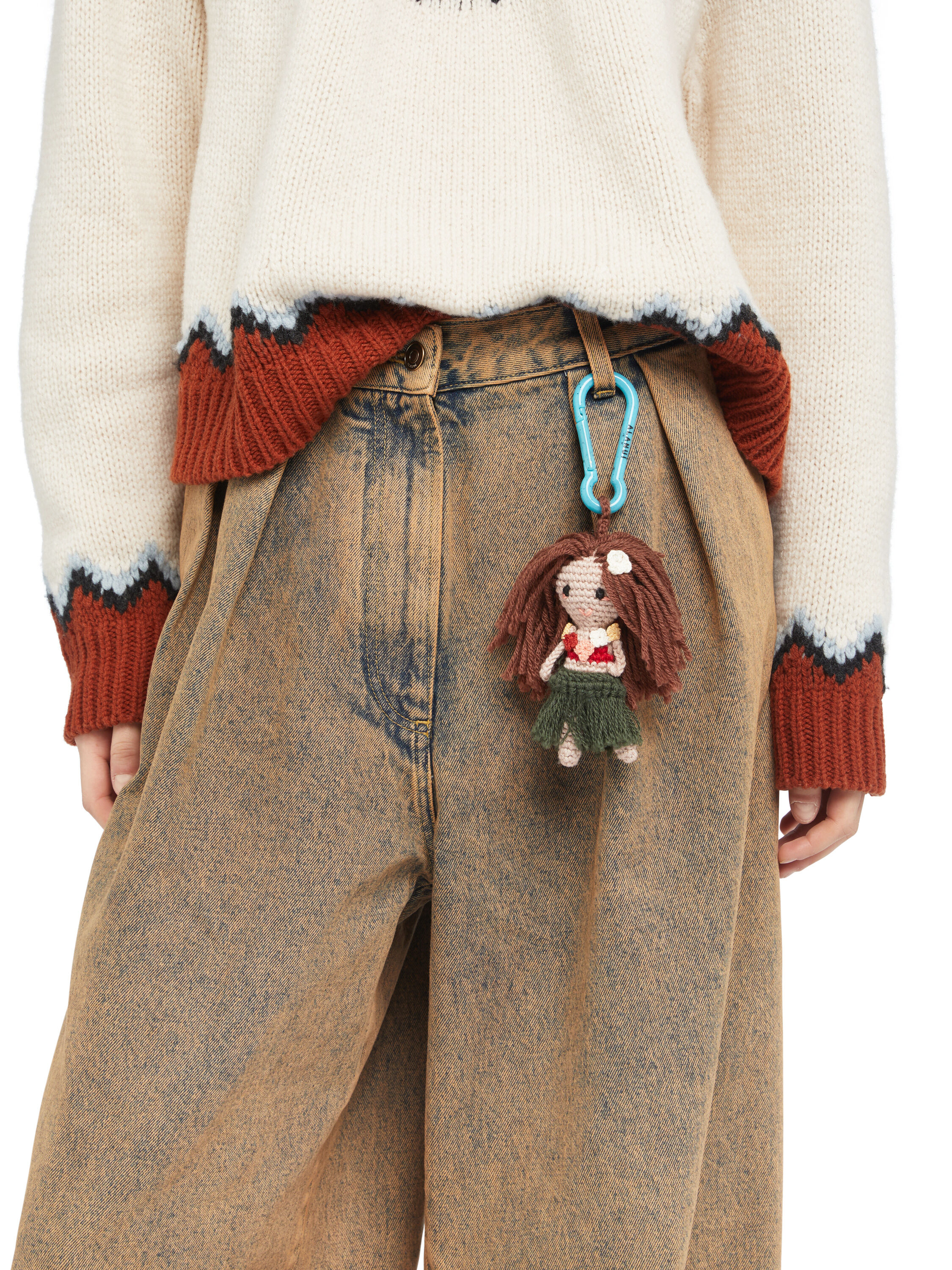 Alanui Hoola Girl Amigurumi Crochet Keyring Olive-Multicolor LWRE00DE25KNI001