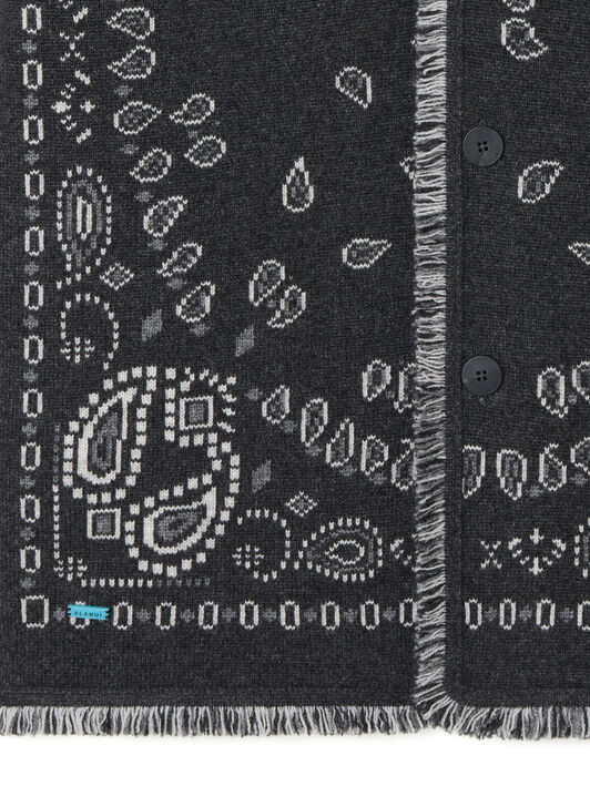 Alanui Bandana Jacquard Cardigan Charcoal-Multicolor LMHB039E25KNI001