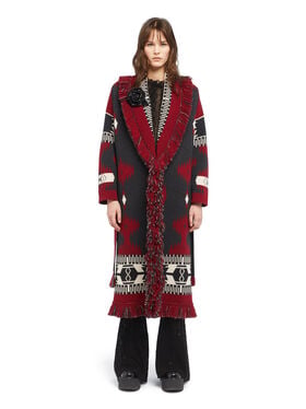 Alanui Icon Jacquard Coat Ruby-Charcoal
