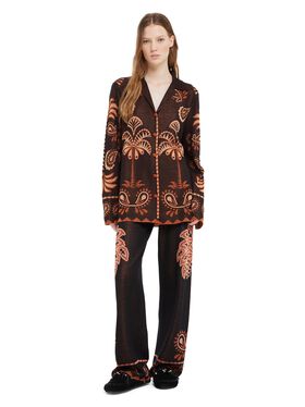 Alanui Wild Wonder Foulard Shirt Black-Terracotta LWHY001R25KNI001