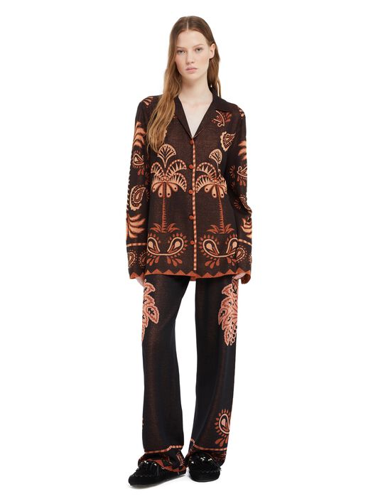 Alanui Wild Wonder Foulard Shirt Black-Terracotta LWHY001R25KNI001