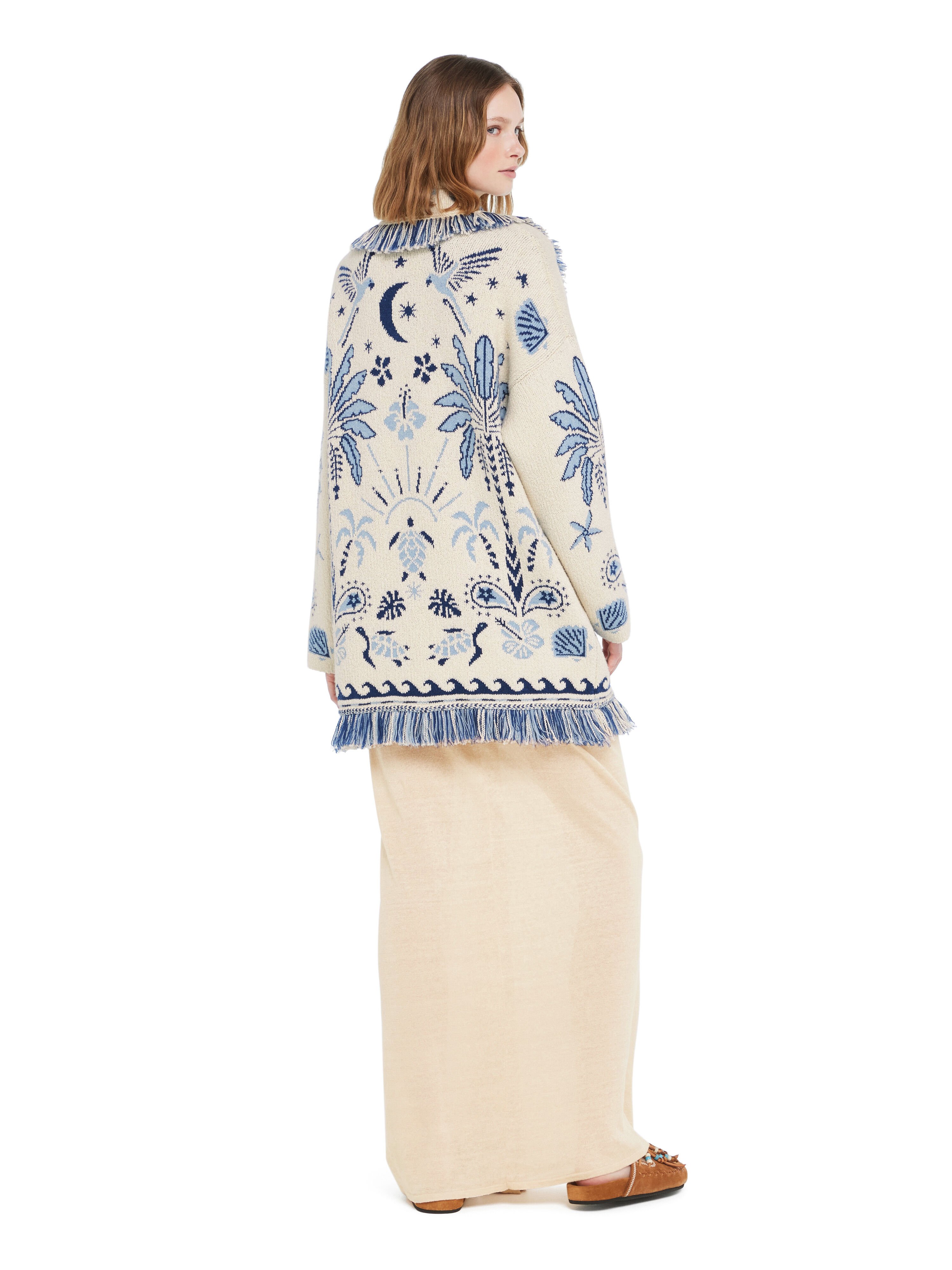 Alanui Echoes Of The Island Cardigan Chalk-Light Blue LWHB064R26KNI003 Alanui Echoes Of The Island Cardigan Chalk-Light Blue LWHB064R26KNI003