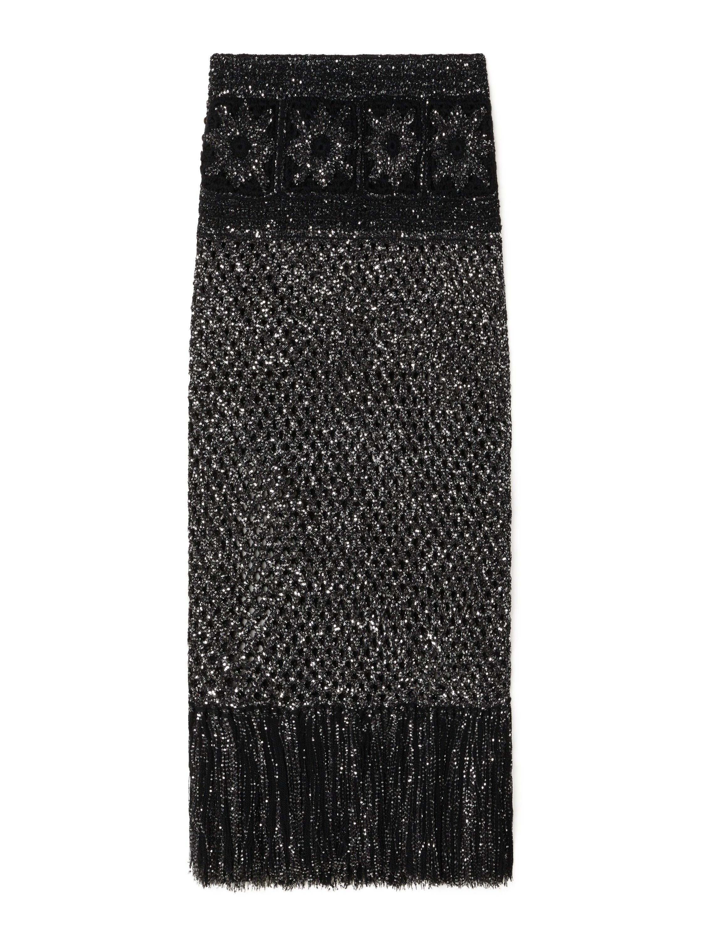 Alanui City Lights Skirt Black-Silver LWHL02EE25KNI001