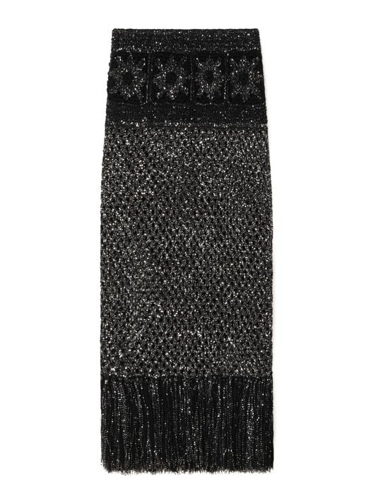 Alanui City Lights Skirt Black-Silver LWHL02EE25KNI001 Alanui City Lights Skirt Black-Silver LWHL02EE25KNI001