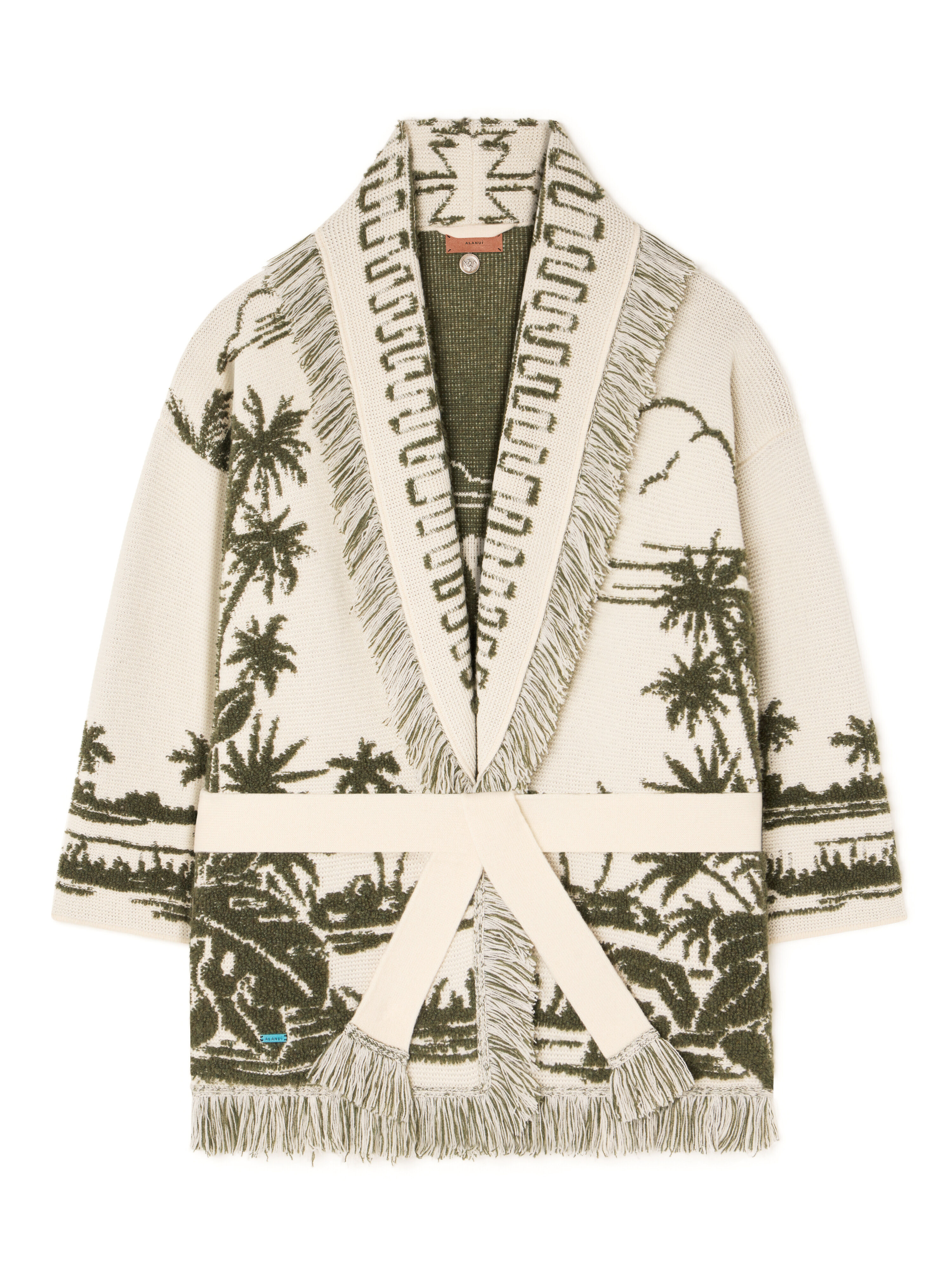 Alanui Palm Grove Tales Cardigan Ivory-Olive LWHB064E25KNI00D