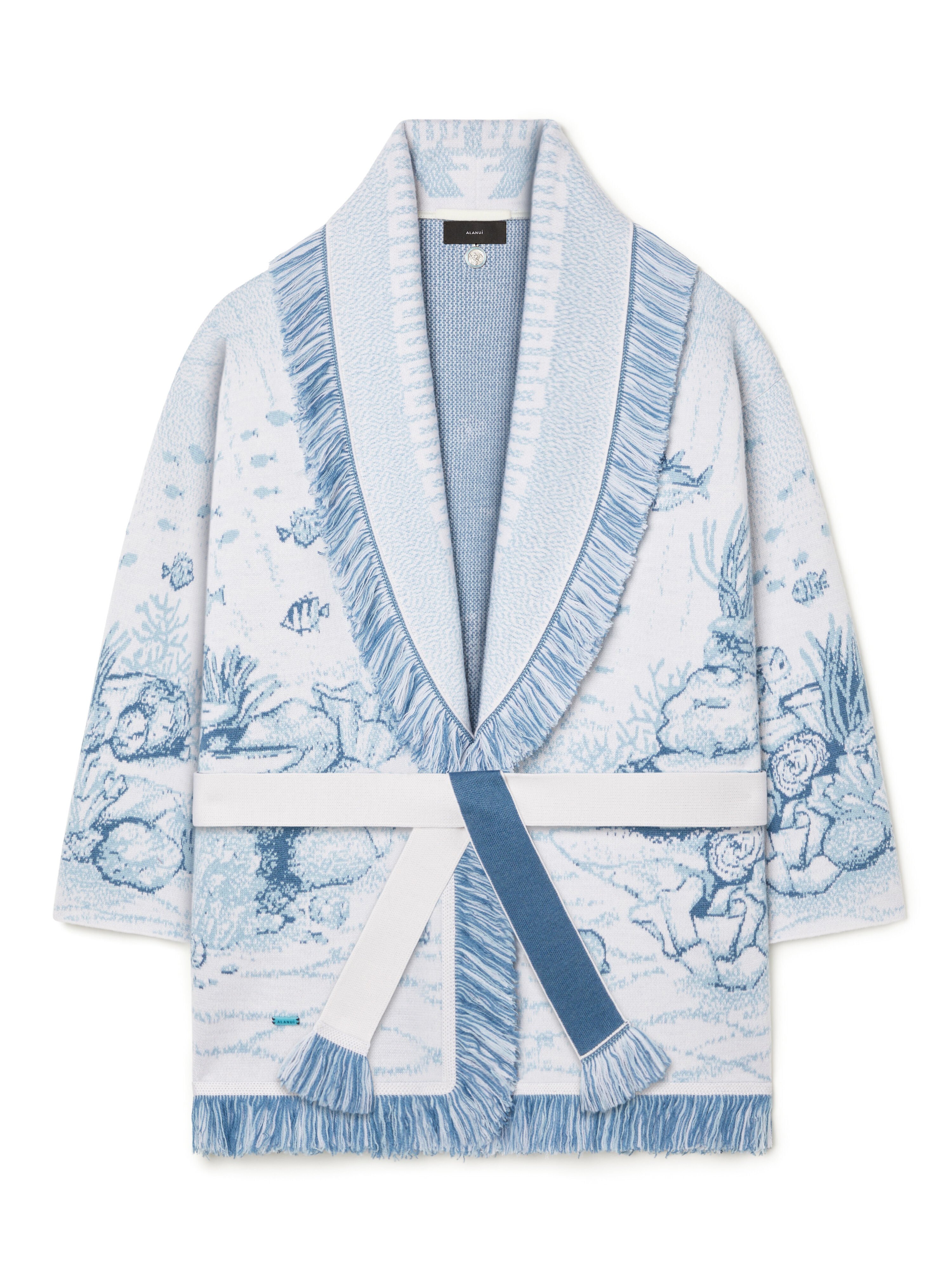 Alanui Deep In The Ocean Cardigan Chalk-Light Blue LWHB064R26KNI018 Alanui Deep In The Ocean Cardigan Chalk-Light Blue LWHB064R26KNI018