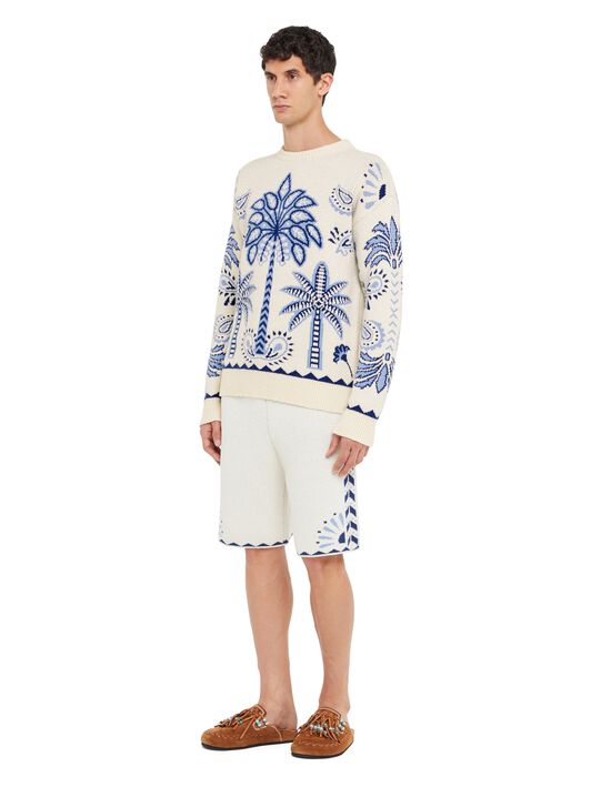 Alanui Wild Wonder Foulard Sweater Chalk-Indigo LMHE033R25KNI001