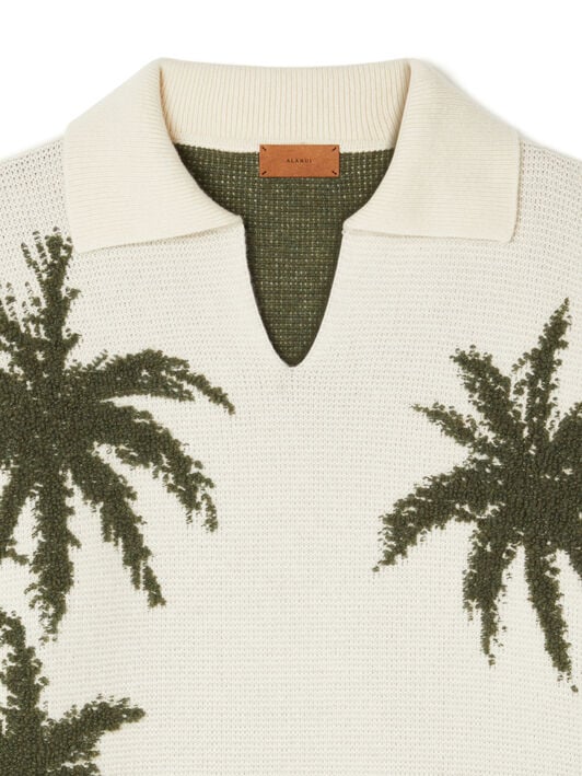 Alanui Palm Grove Tales Polo Ivory-Olive LWHV002E25KNI002