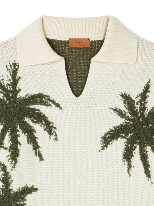 Alanui Palm Grove Tales Polo Ivory-Olive LWHV002E25KNI002 Alanui Palm Grove Tales Polo Ivory-Olive LWHV002E25KNI002