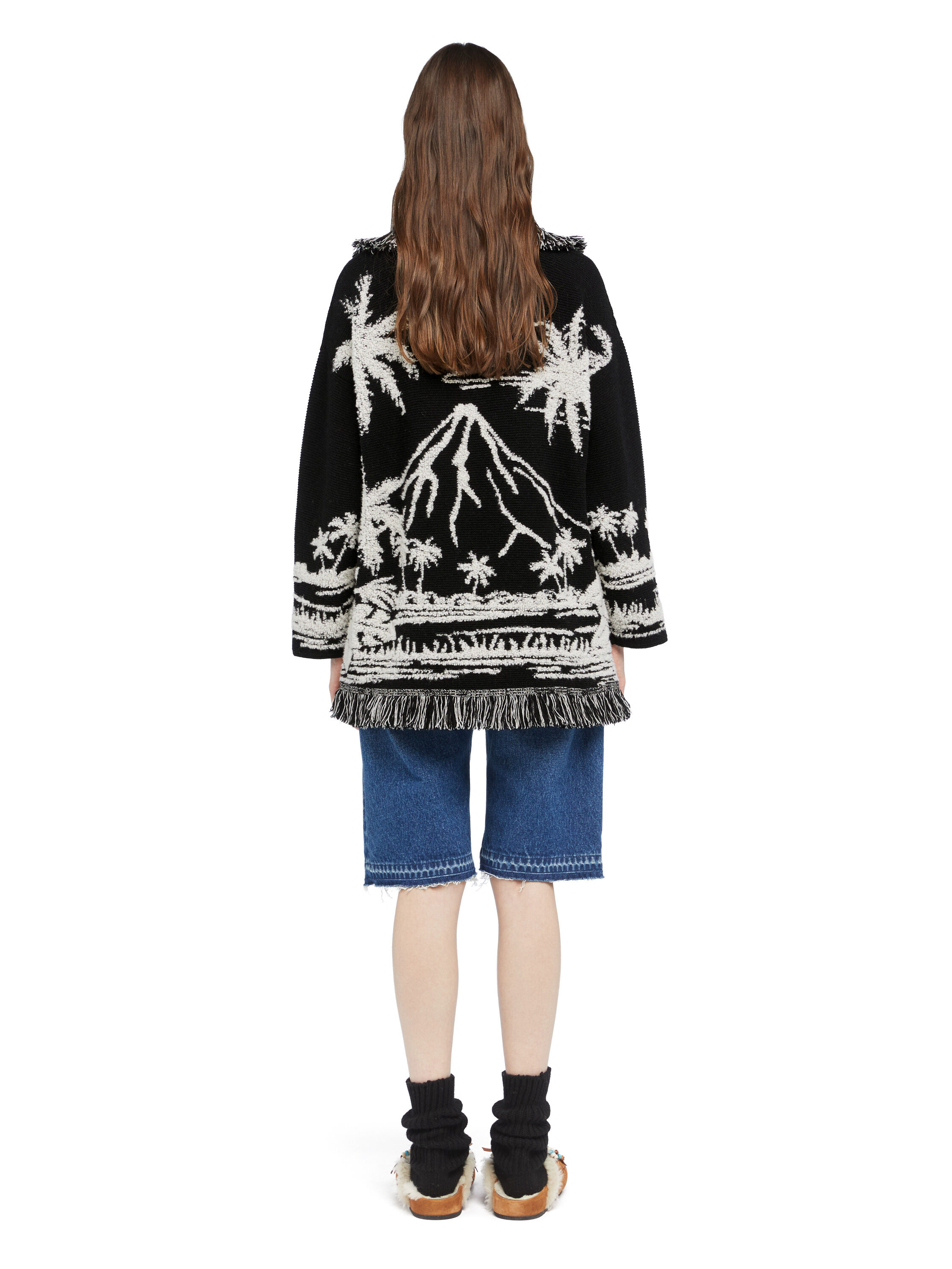 Alanui Palm Grove Tales Cardigan Black LWHB064E25KNI00D