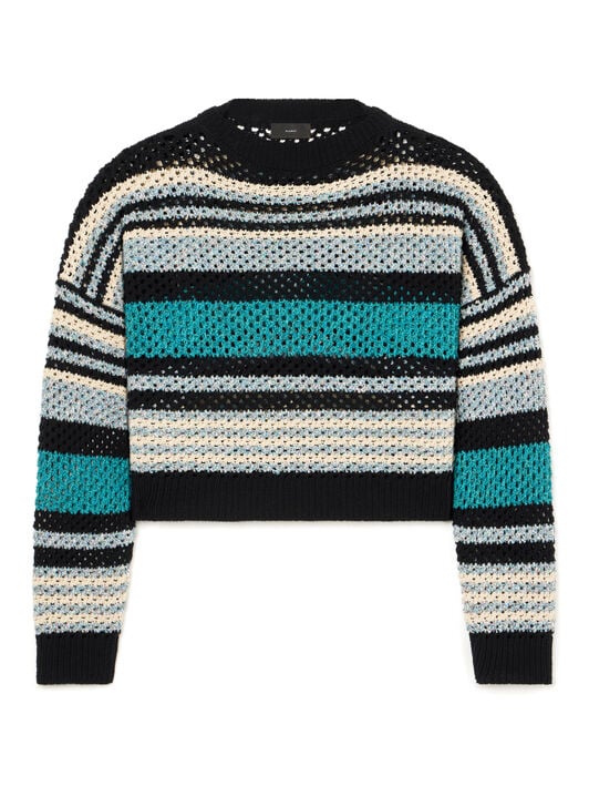 Alanui Ocean Stripes Sweater Black-Teal LWHE080R26KNI001