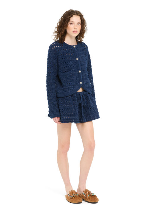 Alanui The Breath Of The Lagoon Jacket Deep Blue LWHB087R26KNI001 Alanui The Breath Of The Lagoon Jacket Deep Blue LWHB087R26KNI001