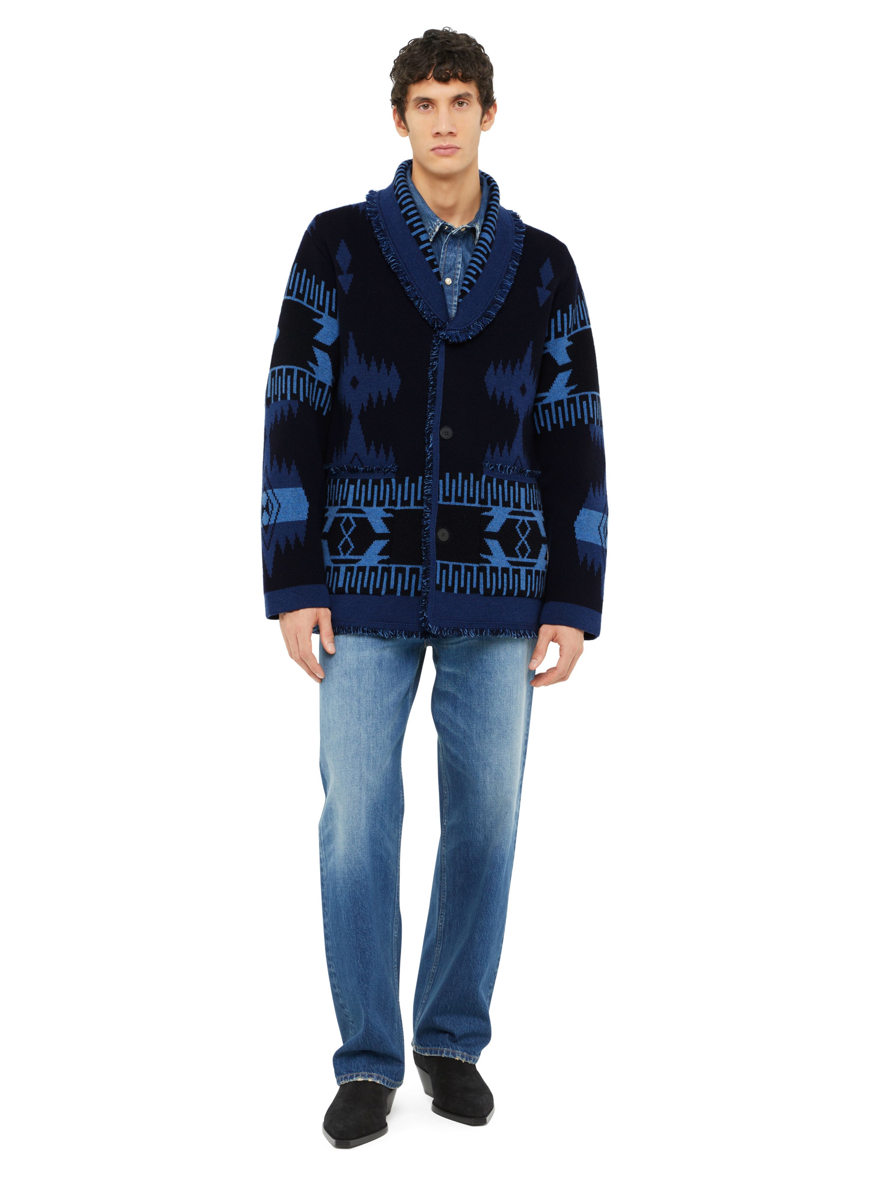 Alanui Icon Jacquard Cardigan Midnight Blue-Evening Blue LMHB038E24KNI001