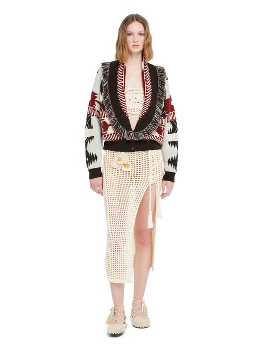 Alanui Icon Jacquard Cardi-Bomber Wave-Sandal Wood LWHB026R26KNI001