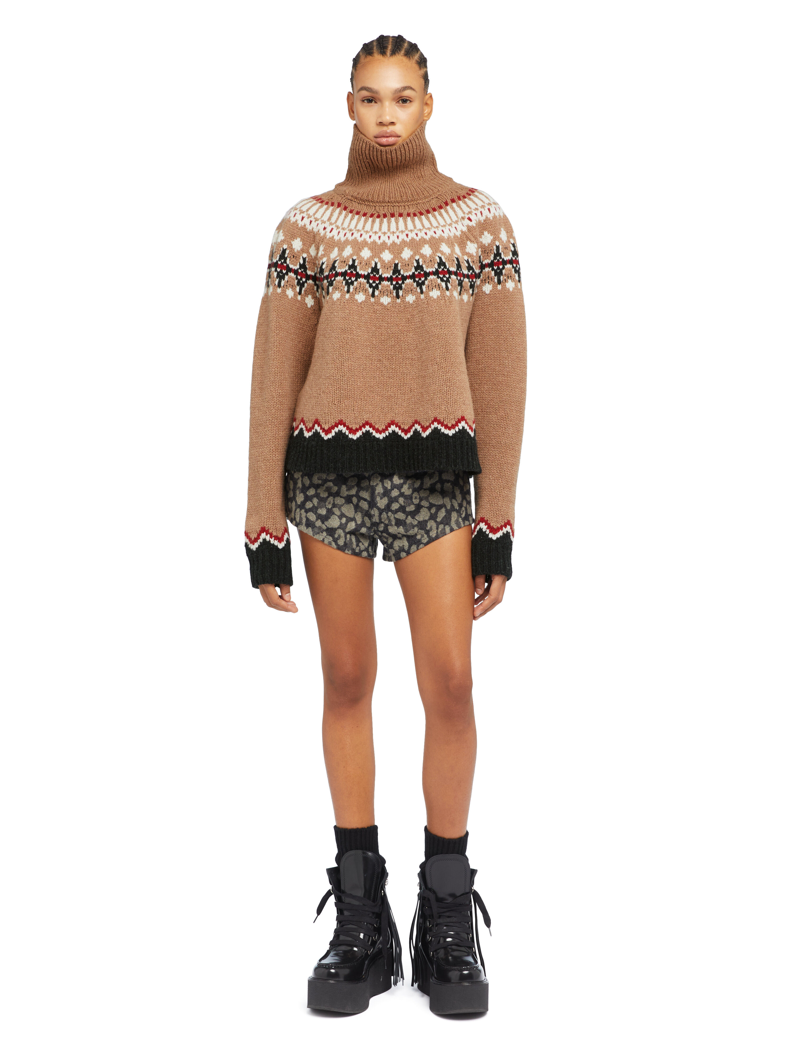 Alanui Sweet Winter Turtleneck Camel-Multicolor LWHF001E25KNI001
