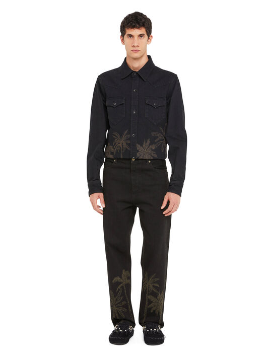 Alanui Jungle Toile De Jouy Denim Pants Black-Almond LMYA011R25DEN002